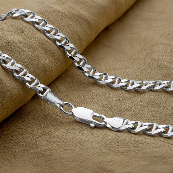925 Silver Mariner Chain Italy 18" 7.5mm Solid - Picture 3 of 8